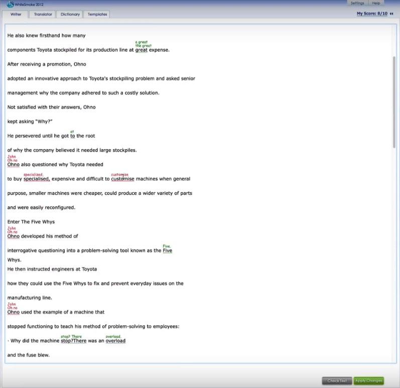 WhiteSmoke suite for all kinds of writing tasks screen