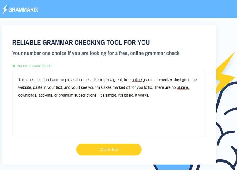 Grammarix spelling mistakes checking tool screen